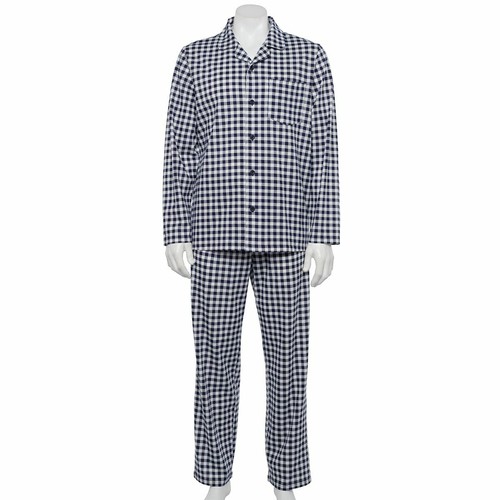 Men's Jammies For Your Families® Plaid Pajama Set Size Large Navy B4HP