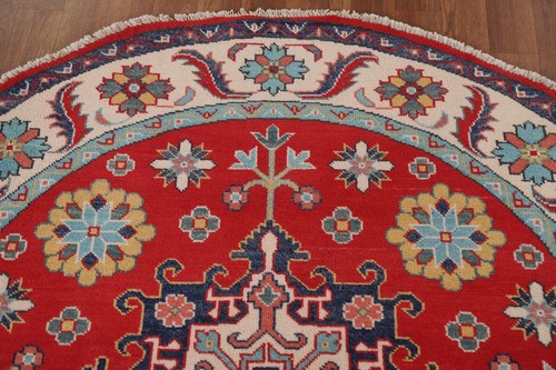 Artisan Kazak Pakistani Round Rug Hand-Knotted Craftsmanship 5x5 ft. - Picture 12 of 18