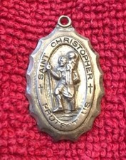 Vintage by CREED Sterling Silver ST CHRISTOPHER Religious Charm Pendant Medal