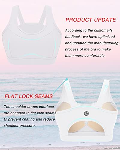 High Impact Sports Bras for Women,Racerback Running Bra Workout X-Large White - Foto 3 di 7