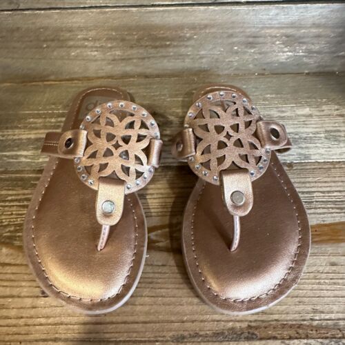 New Little Kids Dolce Vita Rose Gold Faux Leather Thong Sandals Flip Flops 10 C - Picture 3 of 6