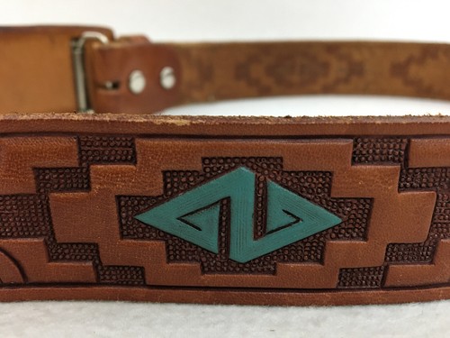 Genuine Leather Belt JCPenney Hand Painted Zuni Sun Design 38" Total Length VTG - Picture 6 of 8
