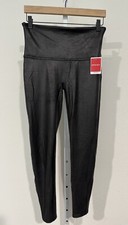 NEW SPANX BLACK FAUX LEATHER LEGGINGS SZ XL NWT