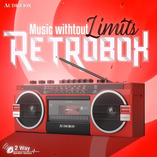 Audiobox Cassette Radio Player MP3 & Recorder W AM/FM/SW Bluetooth Speaker Red - Picture 3 of 6