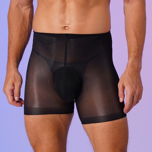 Herren Boxershorts durchsichtig Nylon Schritt offen Höschen Unterwäsche Nachtwäsche - Bild 36 von 114