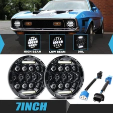 Pair 7" LED Headlights Hi-Lo Beam DRL Lamps for Jeep Wrangler 1997-2018