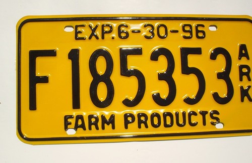 Old 1996 Arkansas Farm Products License Plate F185353 Embossed NOS - Picture 2 of 4