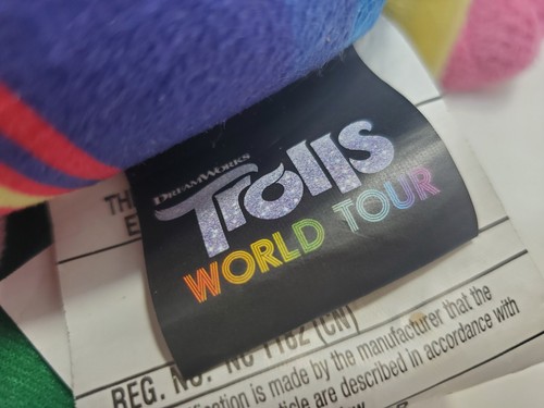 Trolls World Tour Almohada Amapola Muñeca de Peluche Animal de Peluche Pelo Arco Iris Muñeca de 18” - Imagen 6 de 7