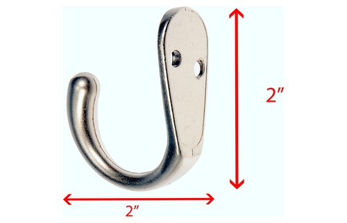 Mainstays, Single Satin Nickel Hooks, 6 Pack, Mounting Hardware Included, 10 lb - Picture 2 of 5