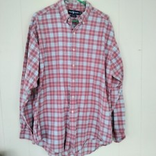 Ralph Lauren Blake Red Plaid Men's Long Sleeve Cotton Dress Shirt Size L