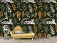 3D Tiger Leaves Self-adhesive Removeable Wallpaper Wall Mural Sticker 85