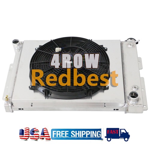 Alu 4Row radiator+Shoud+16''Fan For 1967-1969 Chevy Camaro Pontiac Firebird #337 - Foto 2 di 12