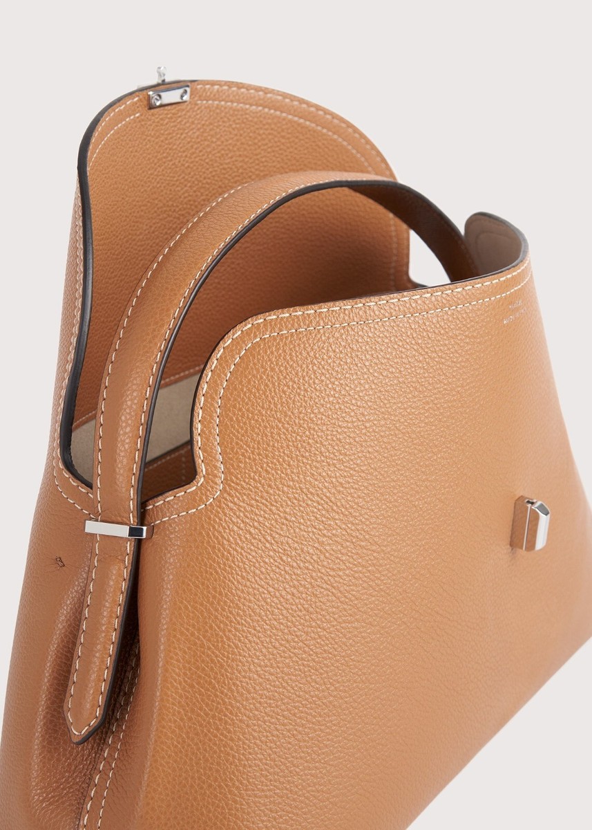 TOTEME T-Lock $1390 Tan Brown Grained Leather Top Handle Bag