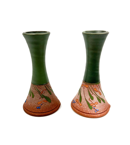 Coppia di vasi/candele vintage fatti a mano arte/studio ceramica, Teresa Cole, 6 1/2" - Foto 6 di 21