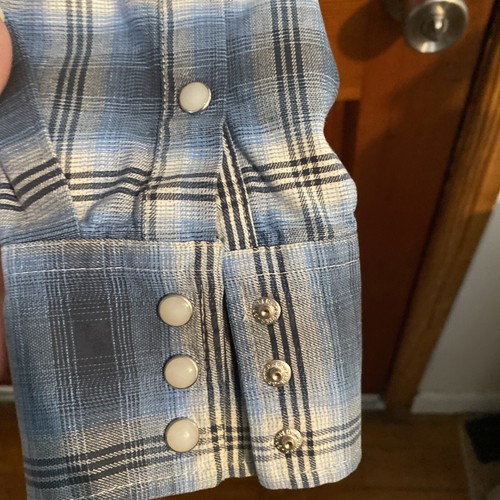 Wrangler blau kariertes Pearl Snap Button Down Hemd Gr. XL Western Rodeo - Bild 8 von 11