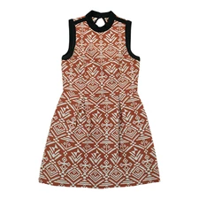 Nameless Contempo Casual Tribal Print Heavy Linen Open Back Woven Dress Sz Small