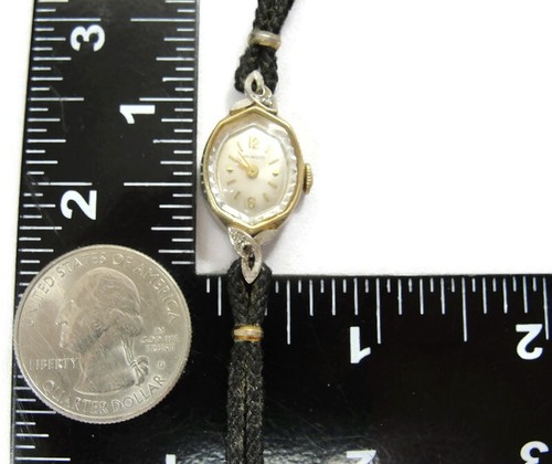 Reloj Vintage Wittnauer Damas Bisel 10K GF 2 Diamantes Entrenado Funcionando - Imagen 13 de 16