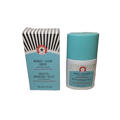First Aid Beauty BRONZE GLOW DROPS Niacinamide Serum Blurs Pores 1oz New in Box