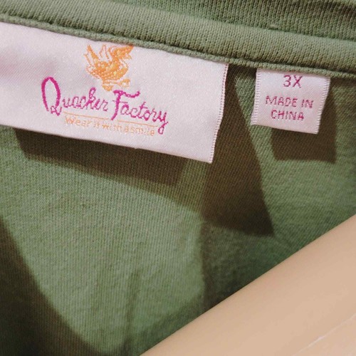 Quacker Factory Green Animal Print Long Sleeve Top with Sequin Size 3X - Picture 5 of 6