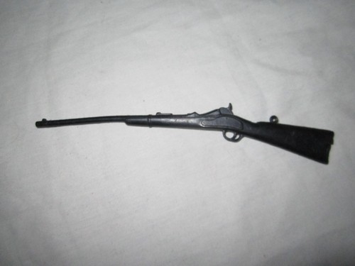 Vintage 1960er Jahre Marx Fort Apache Fighters schwarz scharf Gewehr Muskete schwarzes Pulver