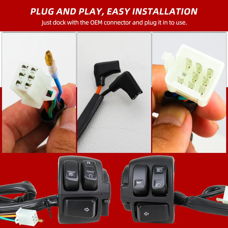 1" Handlebar Control Switches Kit for Harley Sportster XL Iron 883 1200 Custom - Image 4 of 4