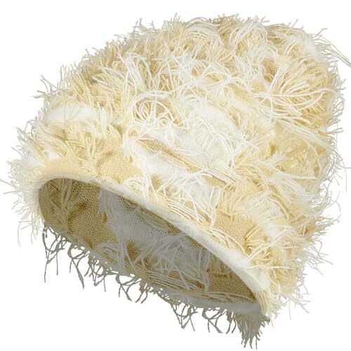 Chuarry Distressed Knitted Beanie Fuzzy Winter Hats One Size Assorted Beige