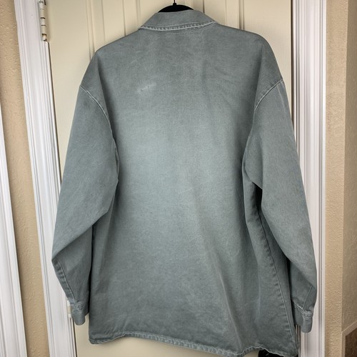Vintage 1994 Guess Gray Green Made In USA Denim Button Down Shirt Size L 90s - Picture 9 of 12