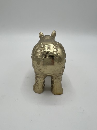 Golden Brass Rhino Statue Sculpture Figurine Art Artwork Beautiful - Picture 5 of 11