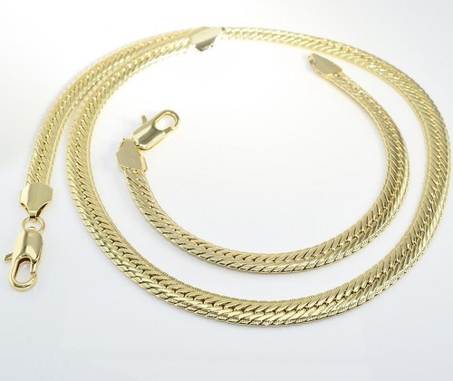 14K Yellow Gold Filled Lady Men 8mm Necklace 20" Birthday Bracelet 8.5" p/3907gs - Picture 6 of 10