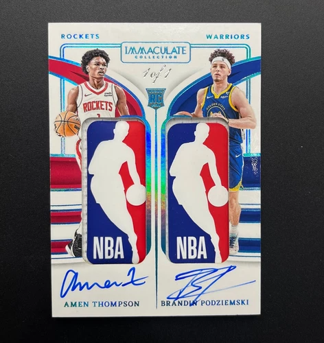 🗽2023-24 panini immaculate logoman auto RC AMEN THOMPSON/BRANDIN PODZIEMSKI 1/1