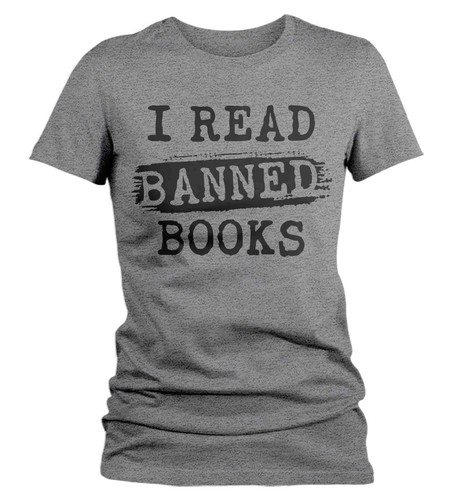 Women's Funny Book Nerd Shirt Geek TShirt Reader Reading Banned Books Author Boo - Bild 14 von 28