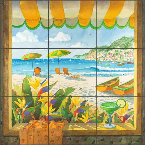 Strandfliese Wandbild Robin Wethe Altman Tropical Art Keramik Backsplash RWA028 - Bild 6 von 6