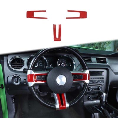 Red Steering Wheel Center Sticker Covers For Ford Mustang 2009-2013 Accessories