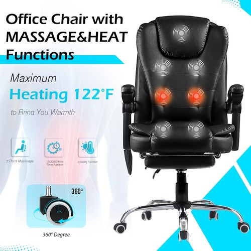 High Back Executive Office Chair 7 Point Massage&Heat Ergonomic Recliner Chair - Picture 4 of 7