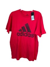 Adidas Mens L Casual Red Tee T-Shirt Medium Red Cotton Short Sleeve NWT