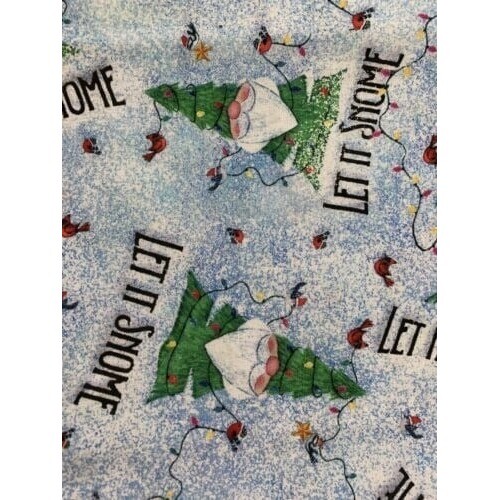 1 Yard Christmas Let It snome gnome Christmas fabric - 100% Cotton - 36 x 44" - Picture 1 of 4