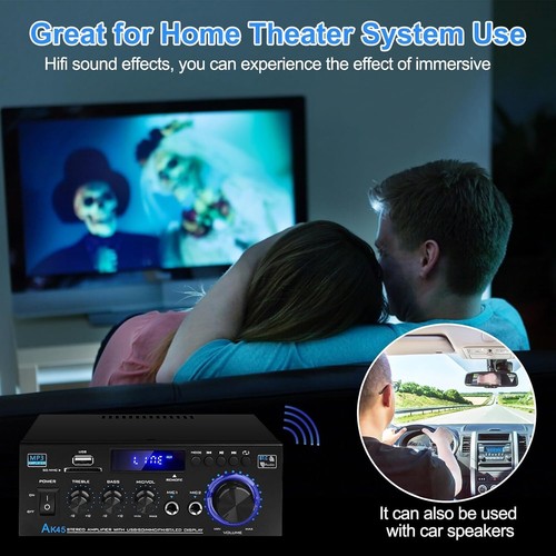 Versatile HiFi Stereo Mini Amplifier - Remote, Mic Jack & 6 EQ Modes - Picture 7 of 10