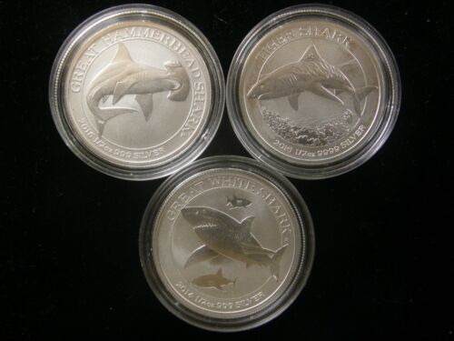 2014 2015 2016 Australia Shark Series Silver Coin Set 3-1/2 oz coins Perth Mint - Picture 2 of 8