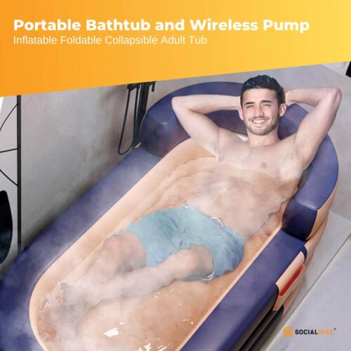 Portable Bathtub and Wireless Pump - Inflatable Foldable Collapsible Adult Tub O - Picture 2 of 11