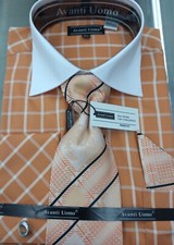 Fancy Dress Shirt With Tie, Handkerchief, And Cuff link
