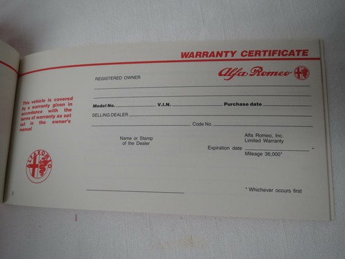 NOS 1991 Alfa Romeo 164 MAINTENANCE PROGRAM BOOKLET owners manual tool kit - Picture 2 of 3