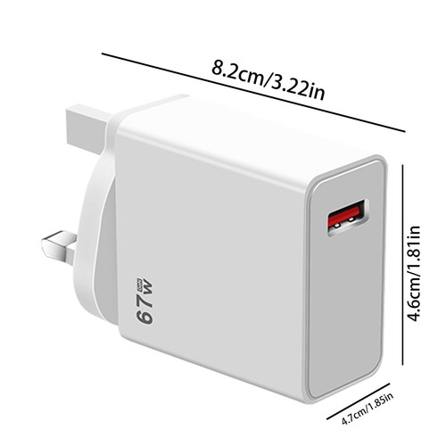 67W USB C Power Adapter QC 5.0 Super Fast Charging Wall Charger Block - Photo 8 sur 15