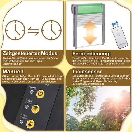 Hühnerklappe Automatische Hühnerstall Hühnertür Fernbedienung mit Adapter - Bild 7 von 43