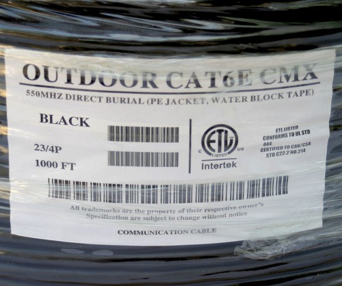 300'ft CAT6 cable de entierro directo de pared exterior cable impermeable red Ethernet - Imagen 2 de 4