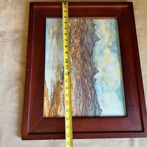 Vintage watercolor Painting Desert Landscape Lake Signed Bonny Lamb - Picture 10 of 10