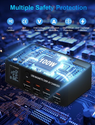 100W 8-Port Multiple USB Charger Station,Fast Charging Station for Multi Devi... - Picture 5 of 7