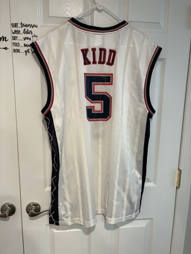 Vintage Jason Kidd Trikot Gr. XL New Jersey Nets NBA gestreift weiß Brooklyn - Bild 8 von 14