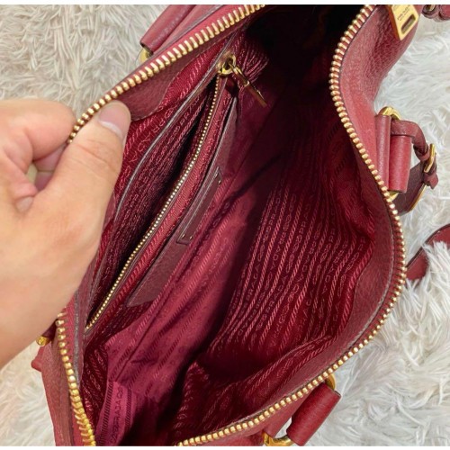 Borsa a tracolla PRADA pelle rossa VITELLO PHENIX 2 vie tote bag usata dal Giappone - Foto 10 di 12