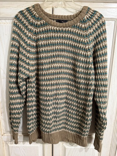 Jean Michaud Striped Knit Sweater Geometric Mens XL Vintage 80s