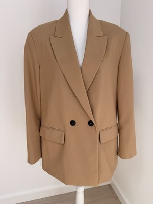 Zara Classic Double-Breasted Camel Blazer Size M | eBay